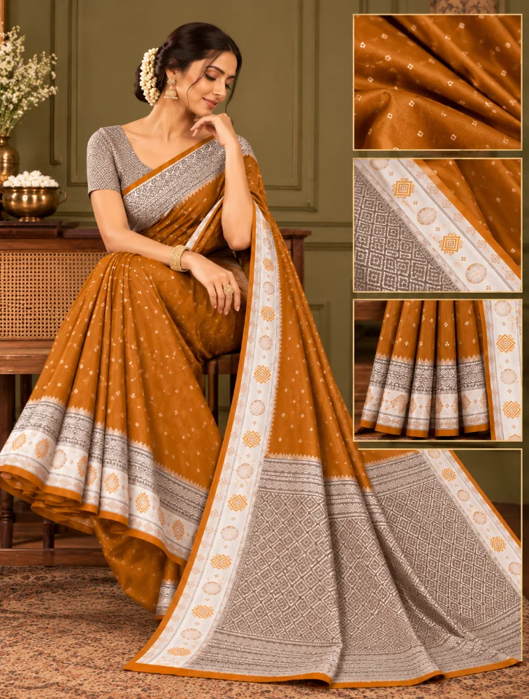  Golden Olive Yellow Womens Royal Semi Paithani Saree with Elegant Zari Detailing