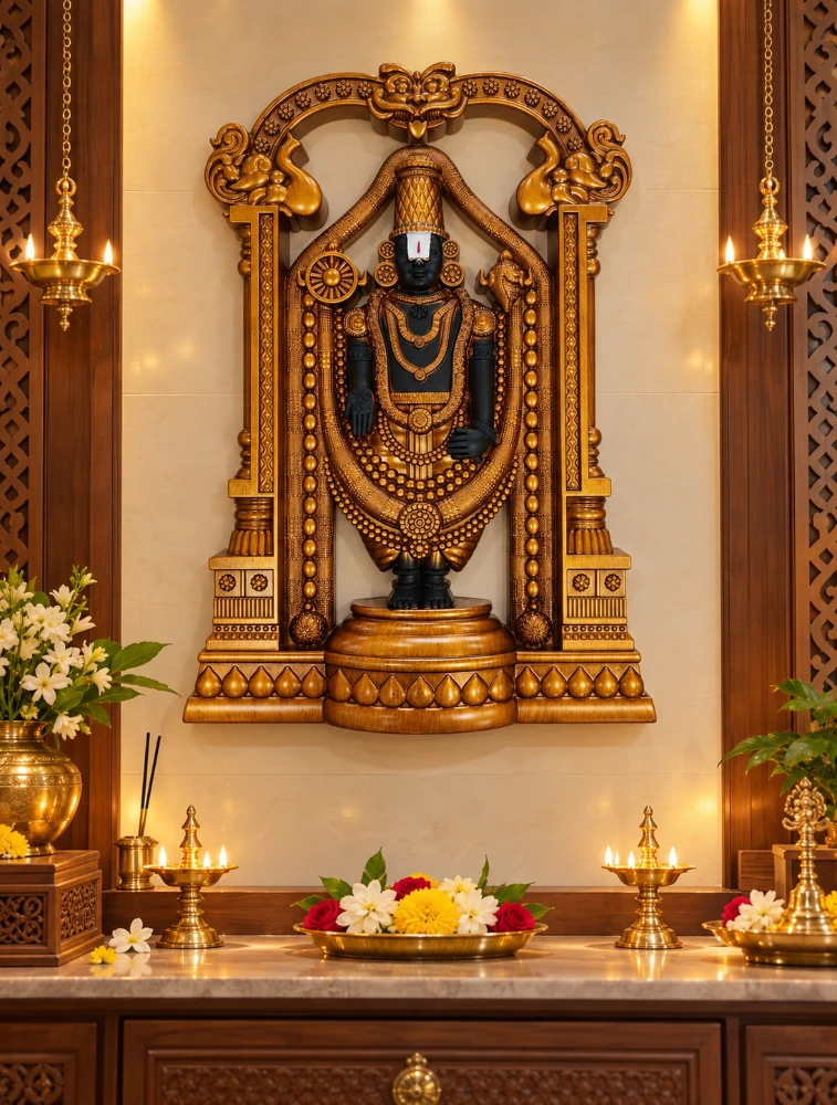 Golden SIFON Designer Tirupati Balaji Wall Idol 33810 