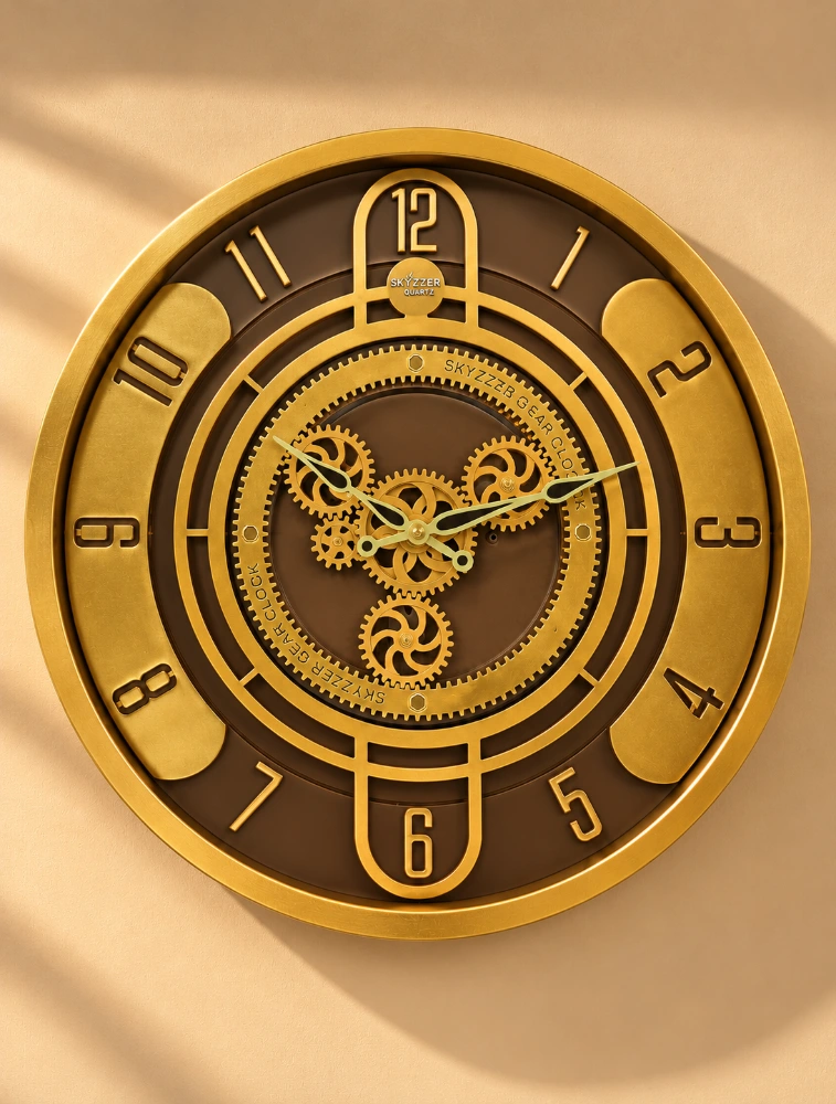 Golden SKYZZER Quartz Gear Premium Wall Clock S 1818