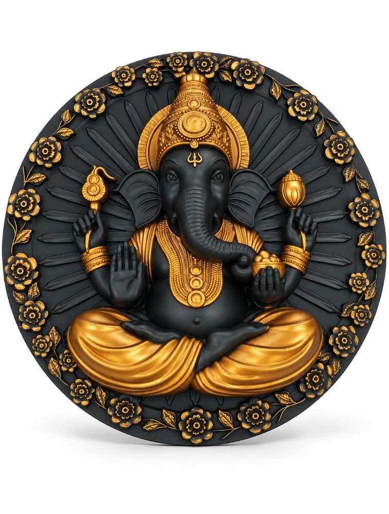Golden Siddharth Designer Ganesh Wall Idol 3386