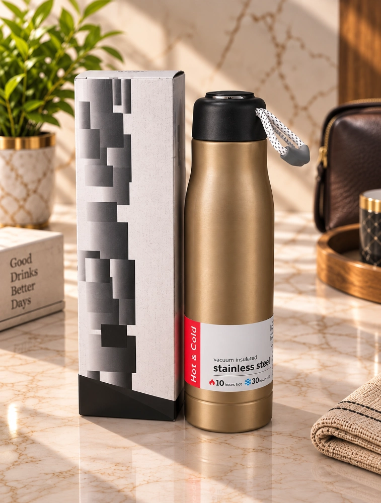 Golden Vacuum Insulated Stainless Steel Sports Water Bottle