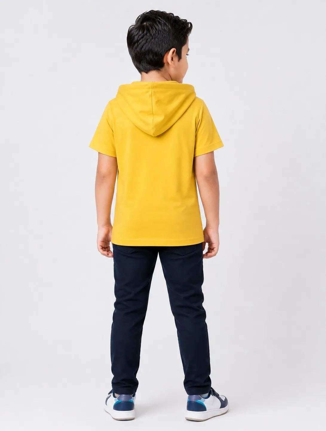 Golden Yellow Boys Premium Printed Half Sleeve Cooper Hood  T Shirt
