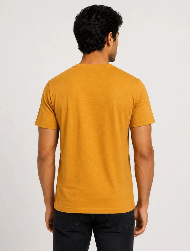 Golden Yellow Mens Polycotton Half Sleeves Round Neck 180 GSM T Shirt