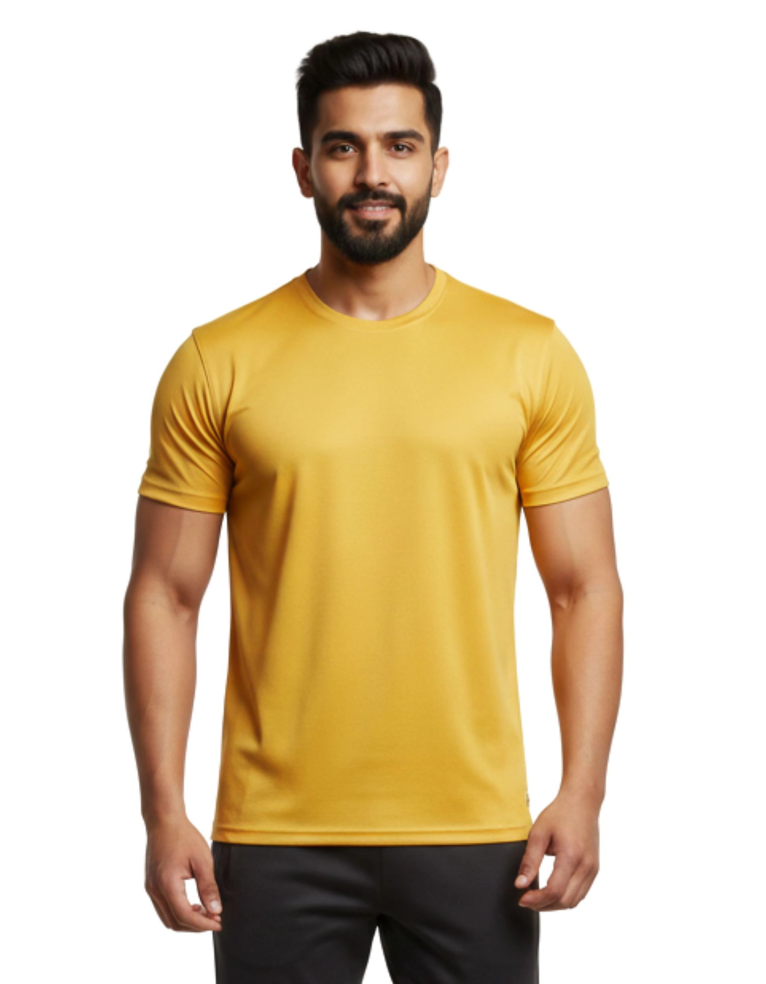 Golden Yellow Polyester Round Neck 140GSM Tshirts