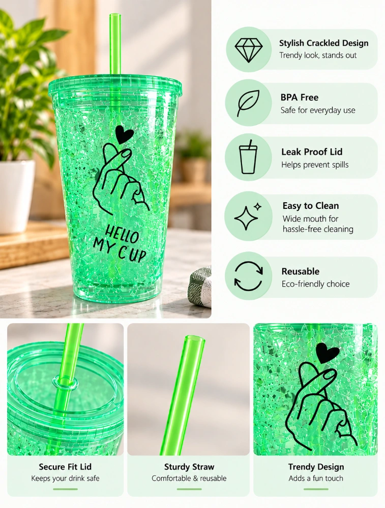 Green Cool Sip Textured Tumbler