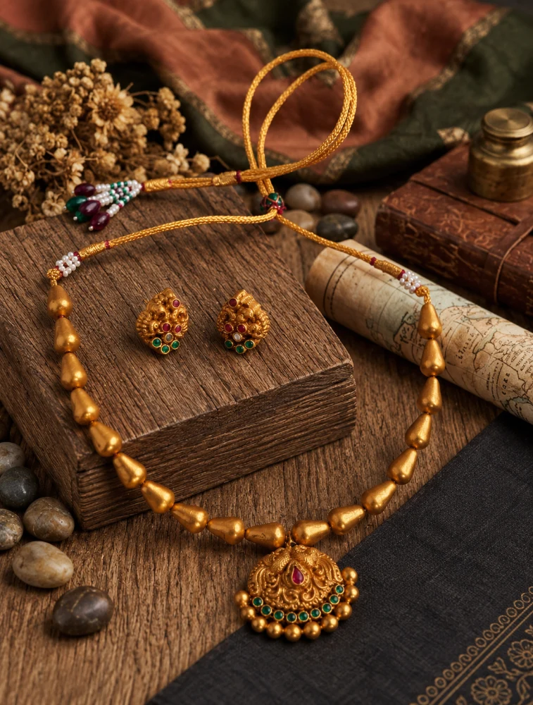 Green Festive Royal Elegance Traditional Terracotta Jewellery Set