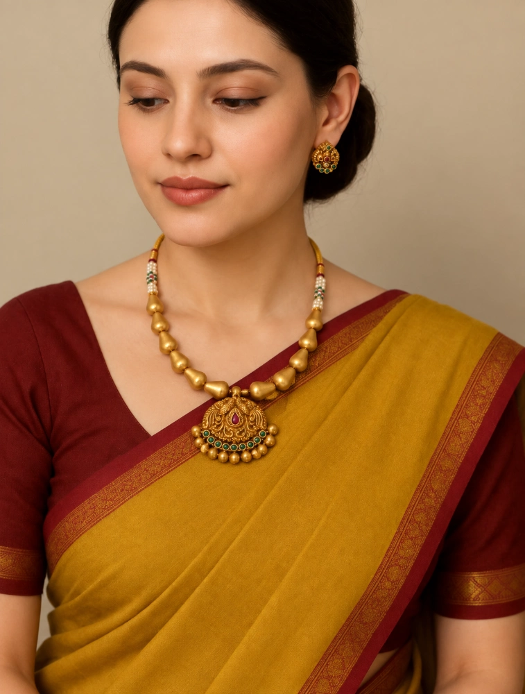 AnnaPari's Green Festive Royal Elegance Traditional Terracotta Jewellery Set