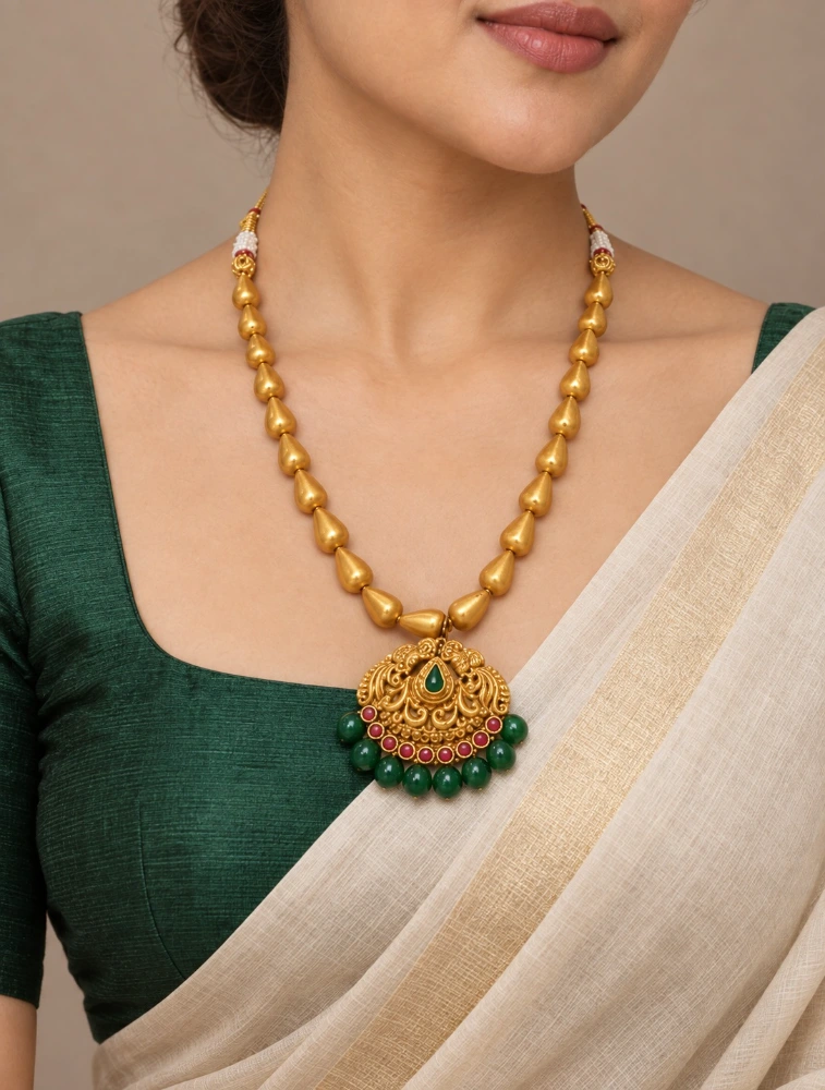 Green Festive Royal Elegance Traditional Terracotta Jewellery Set