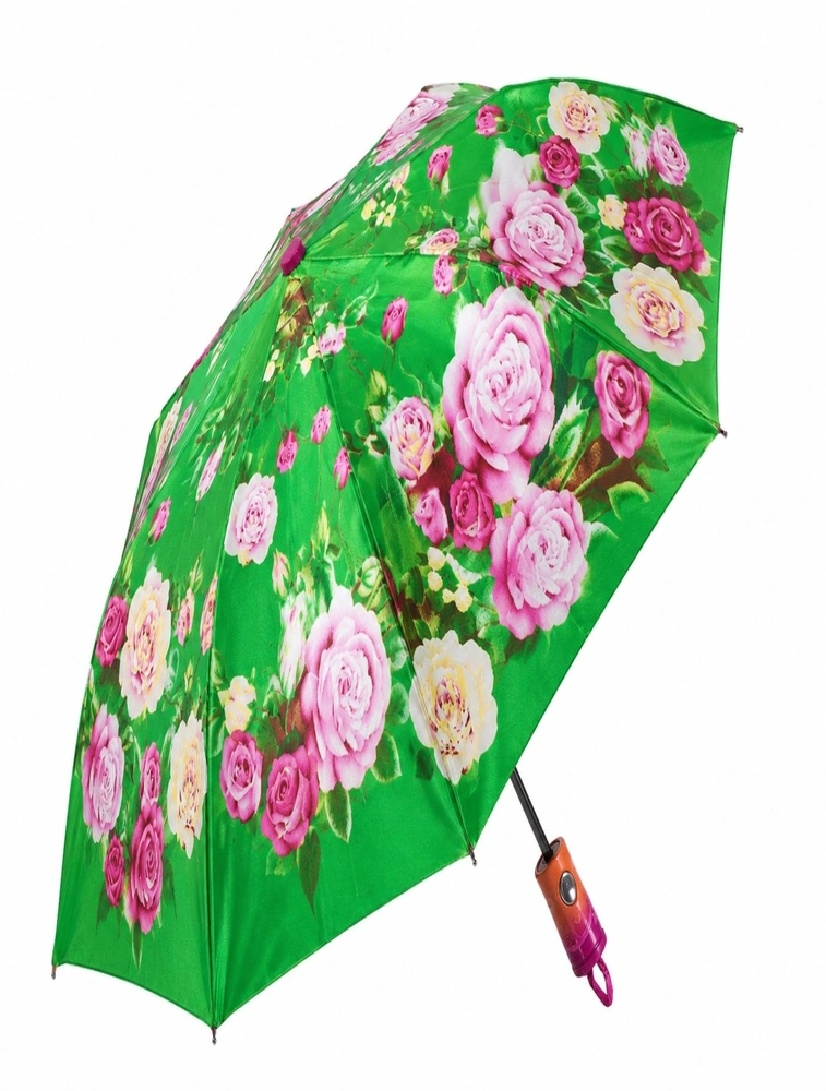Green Summer Meadow Bloom Floral Compact Umbrella