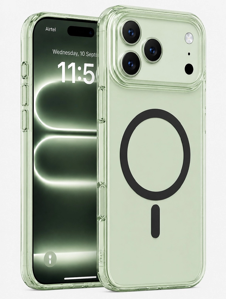 Green Poly Slide Shield Matte Silicone Camera Protection Case for iPhone 17air