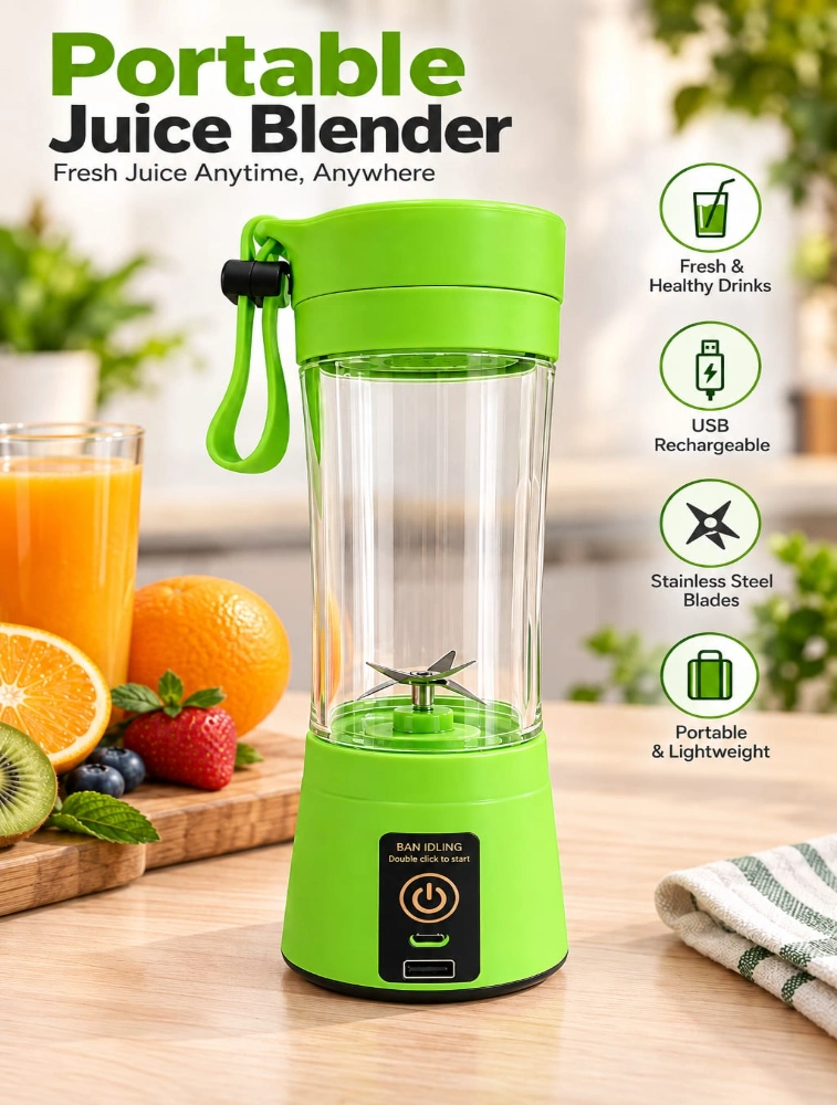 Green Portable Rechargeable Battery Juicer Blender