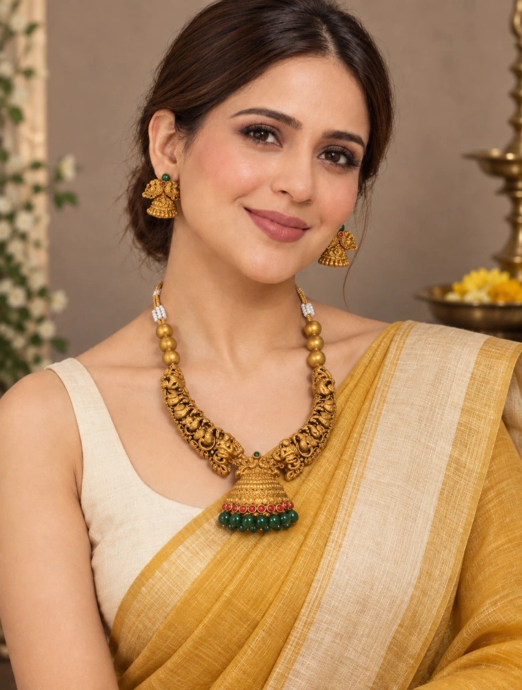 Green Rajhamsa Terracotta Jewellery Set