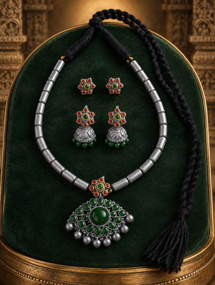 Green Simple Beauty with a Traditional touch Terracotta Jewellery Set