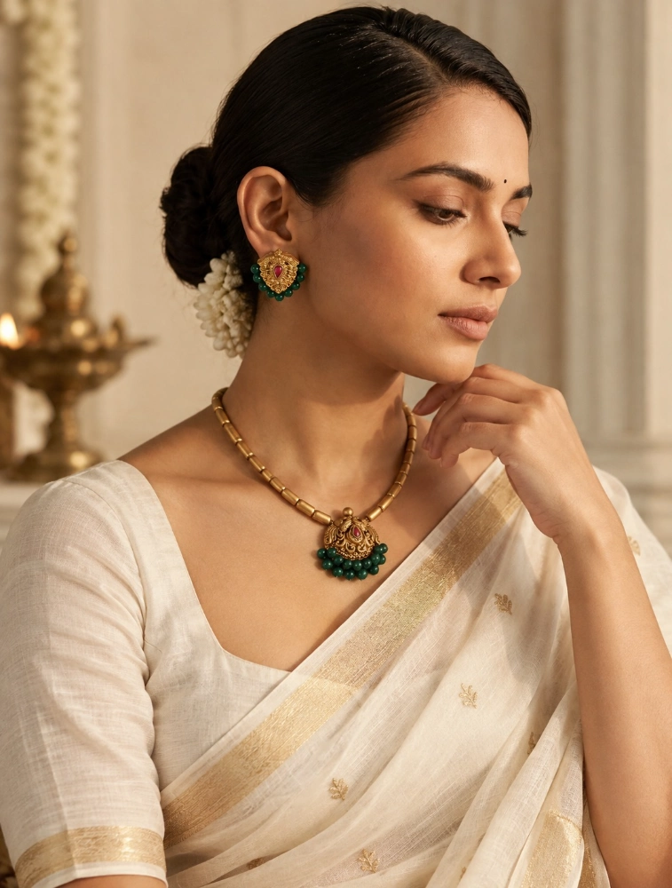 Green Swarna Mrittika Terracotta Jewellery Set  