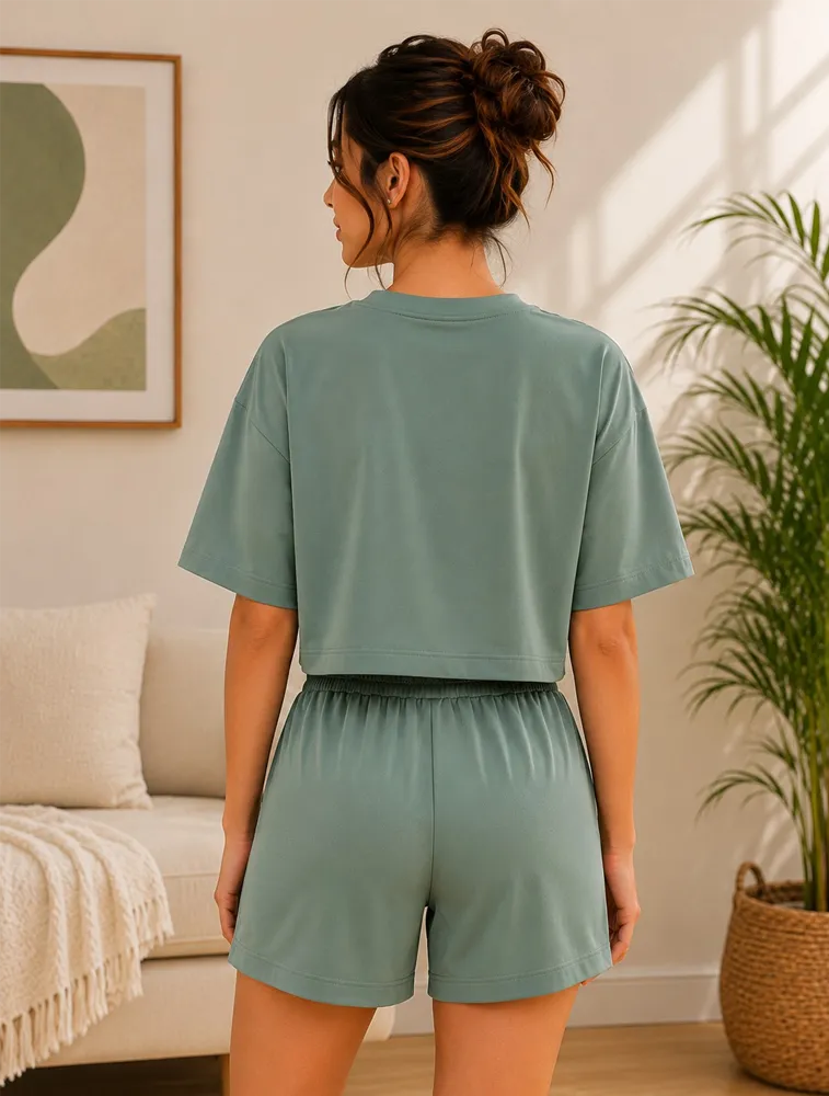 Green Womens  Short Coord Set