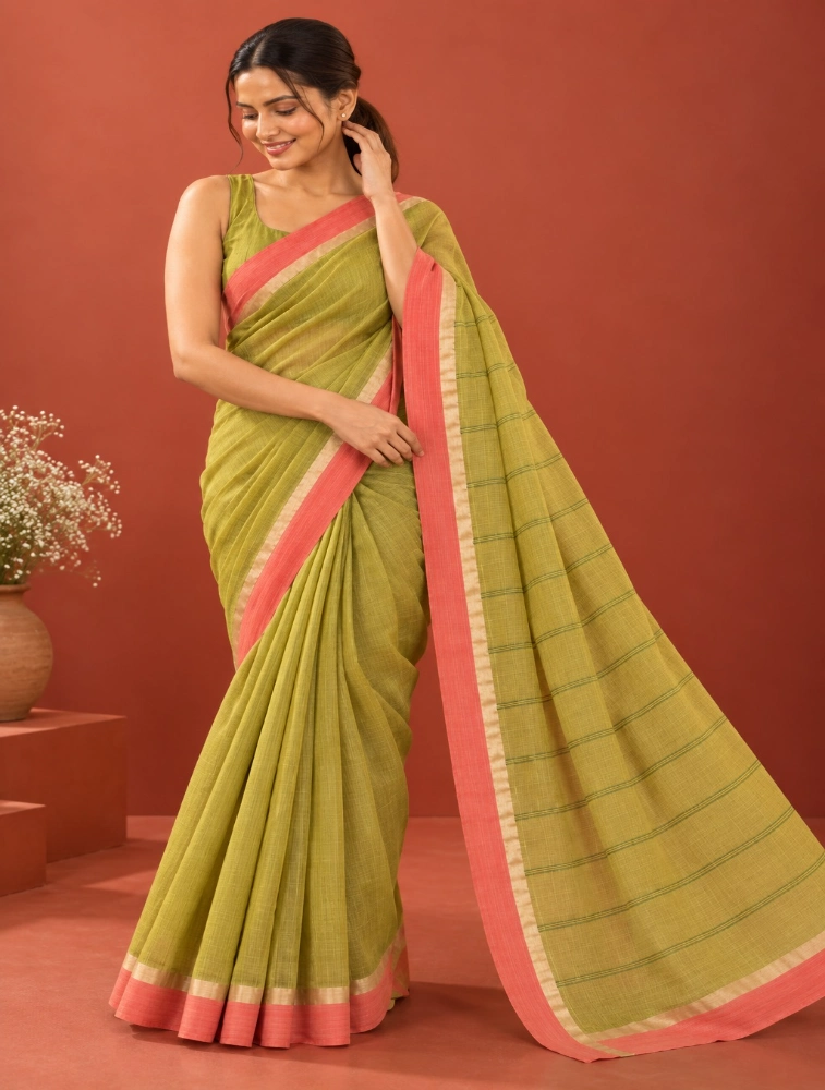 Green Womens Premium Banana Cotton Saree