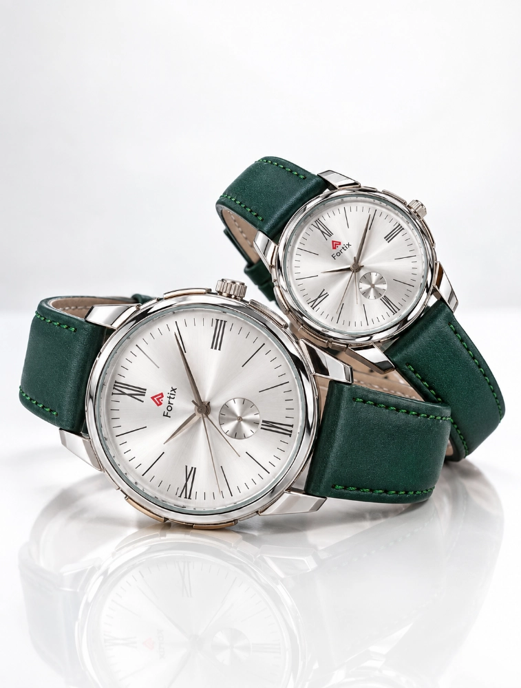 Green with Silver Dial Couples EverDuo Watch Set