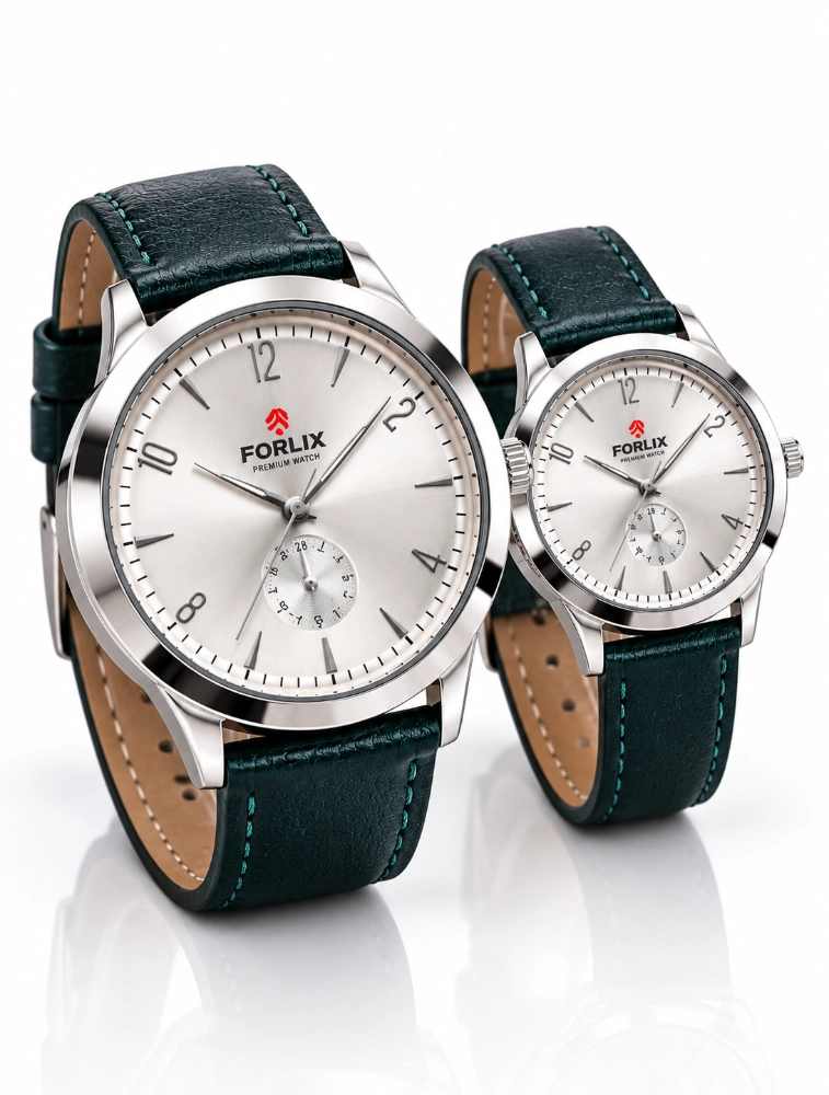 Green with Silver Dial Couples EverDuo Watch Set