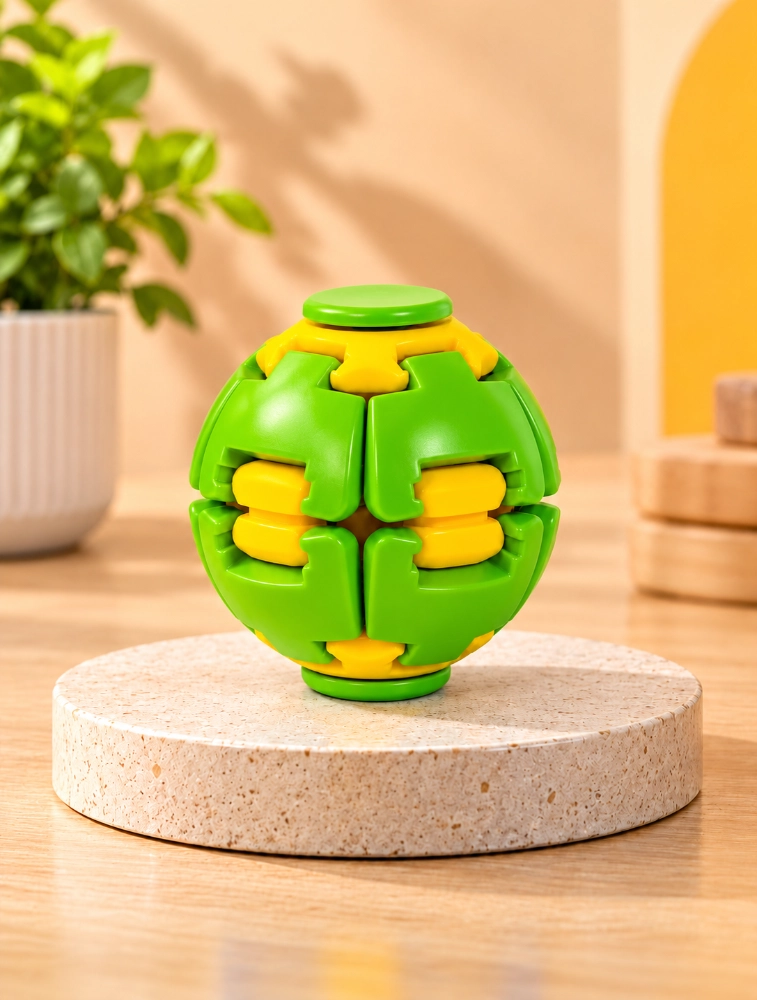 Green with Yellow Fidget Spinner Ball