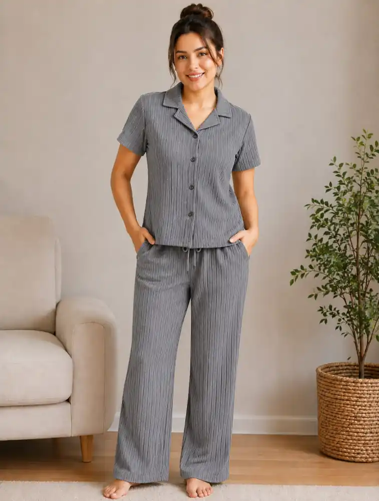 Grey Trending Womens Long Coord Set