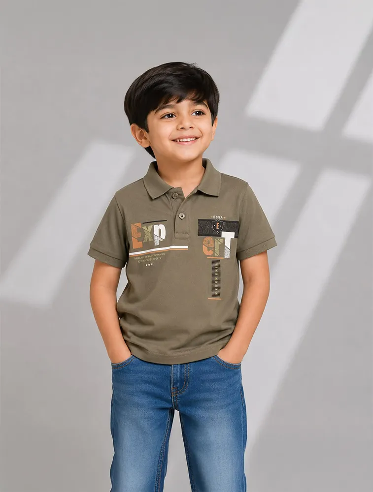 Grey Asparagus Boys Kids 180 GSM Poly T Shirts 
