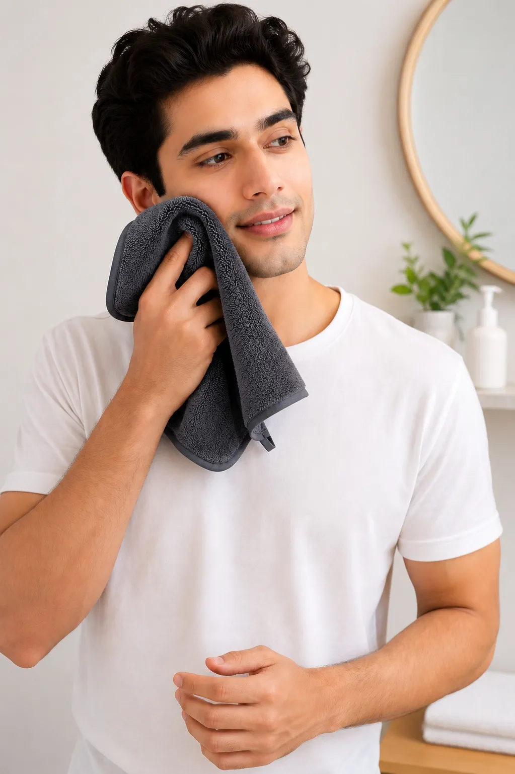 Grey Habitude Microfiber Premium Face Towel