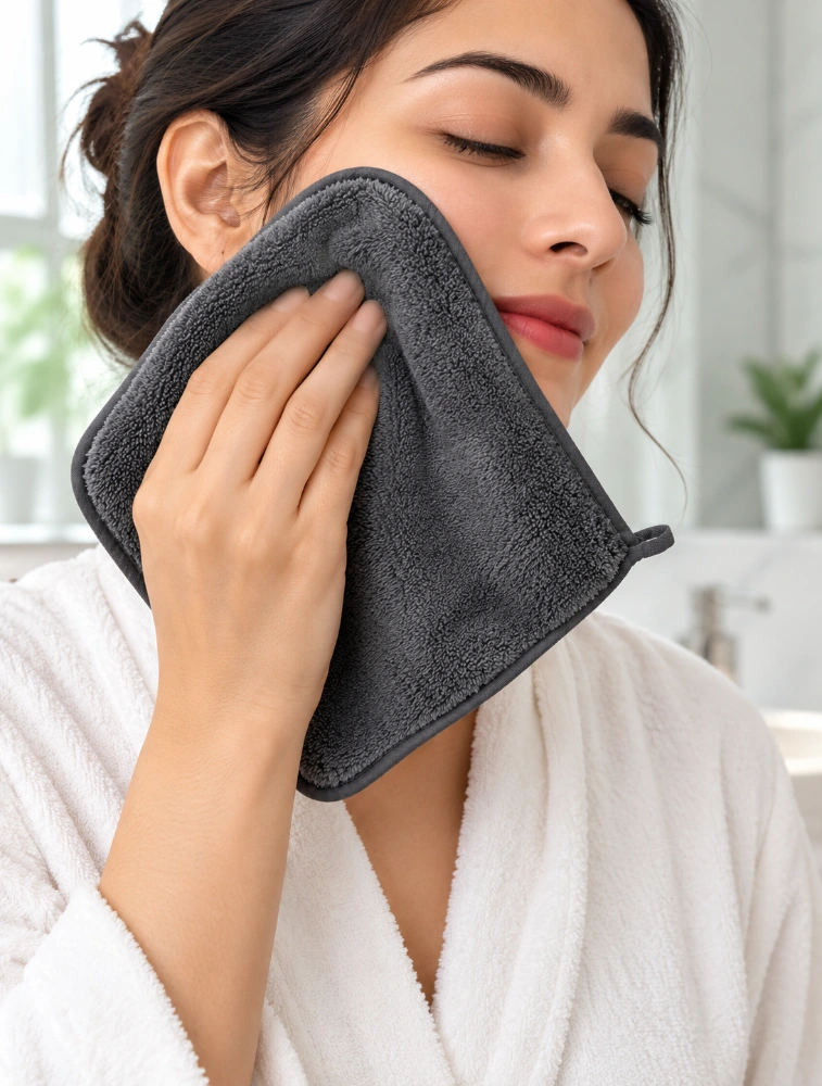 Grey Habitude Microfiber Premium Face Towel