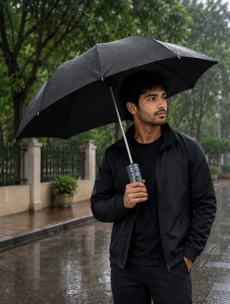 Grey Holder Noir Grip Compact Umbrella