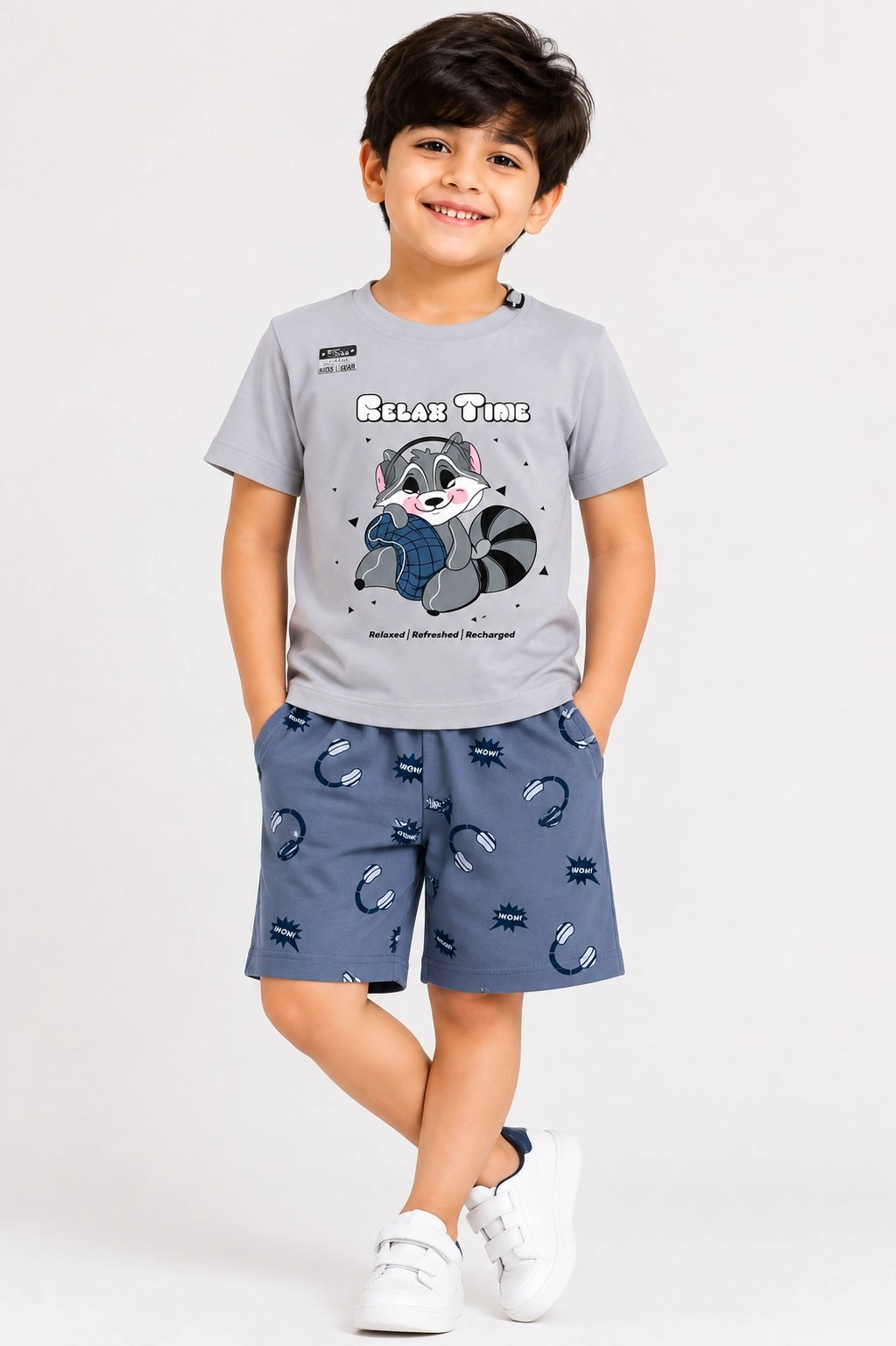 Grey Kids Munna Munni Premium Printed  T shirts With Shorts Set — bulk from ₹200