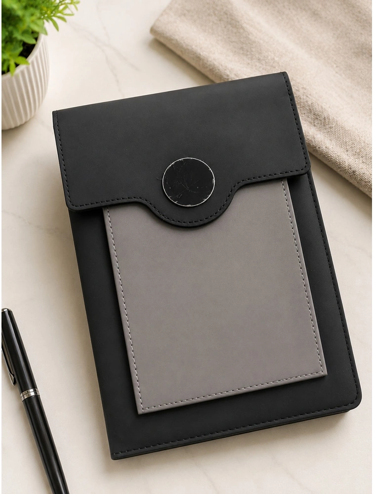 Grey Leather Organizer A5 Executive Dairy With Button Lock Dairy