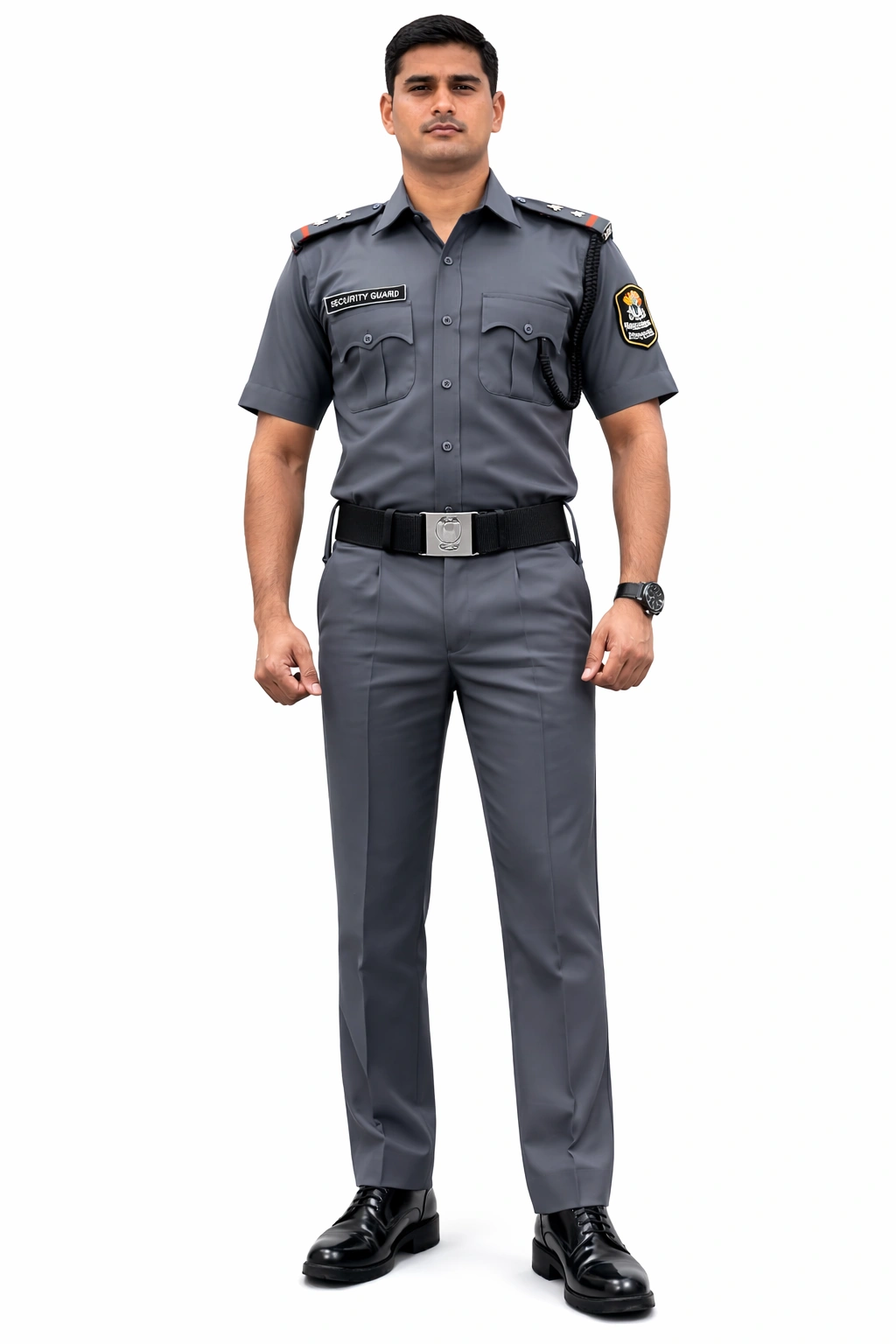 Grey Men's Yarn Dyed Shirt and Pant Security Uniform with Belt and Whistle Set — bulk from ₹1333