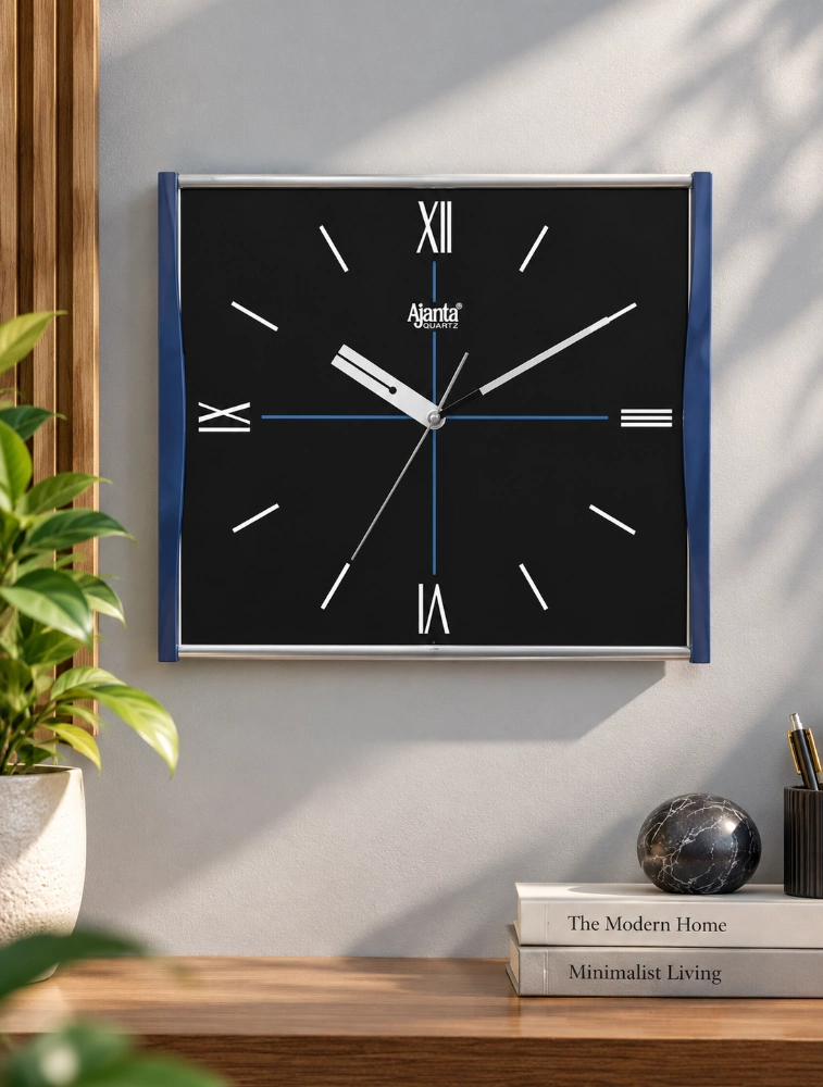 Grey Metal Ajanta Roman Royale Square Wall Clock 1937
