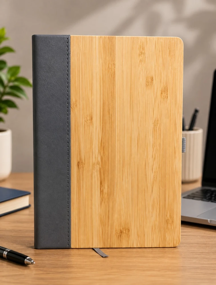 Grey Office Planner A5 Dairy Ruled 192 Pages Wooden Dairy
