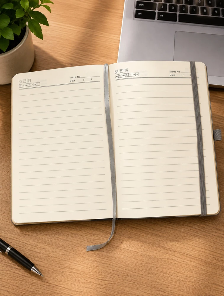 Grey Office Planner A5 Dairy Ruled 192 Pages Wooden Dairy — bulk from ₹181