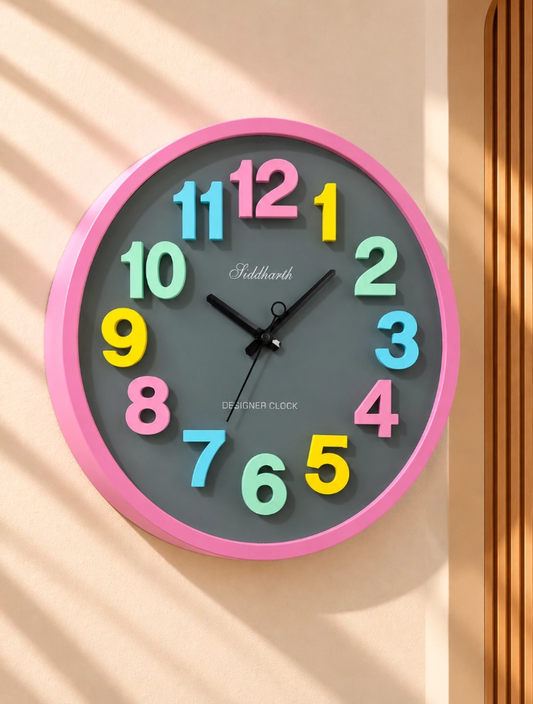 Grey Pink Siddharth Quartz Designer Wall Clock For Home And Office
