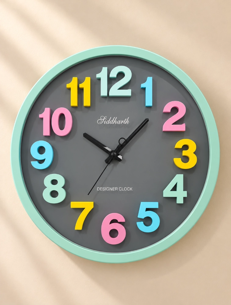 Grey Pista Siddharth Quartz Designer Wall Clock For Home And Office