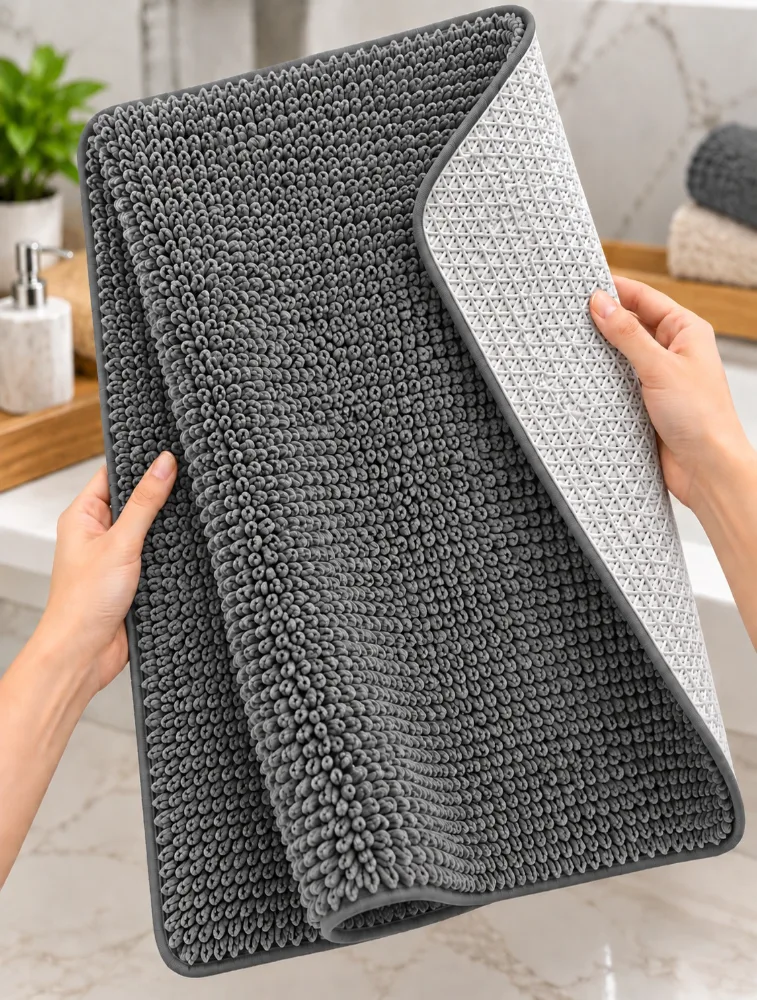 Grey Premium Micro Polyester Bath Mat — bulk from ₹142