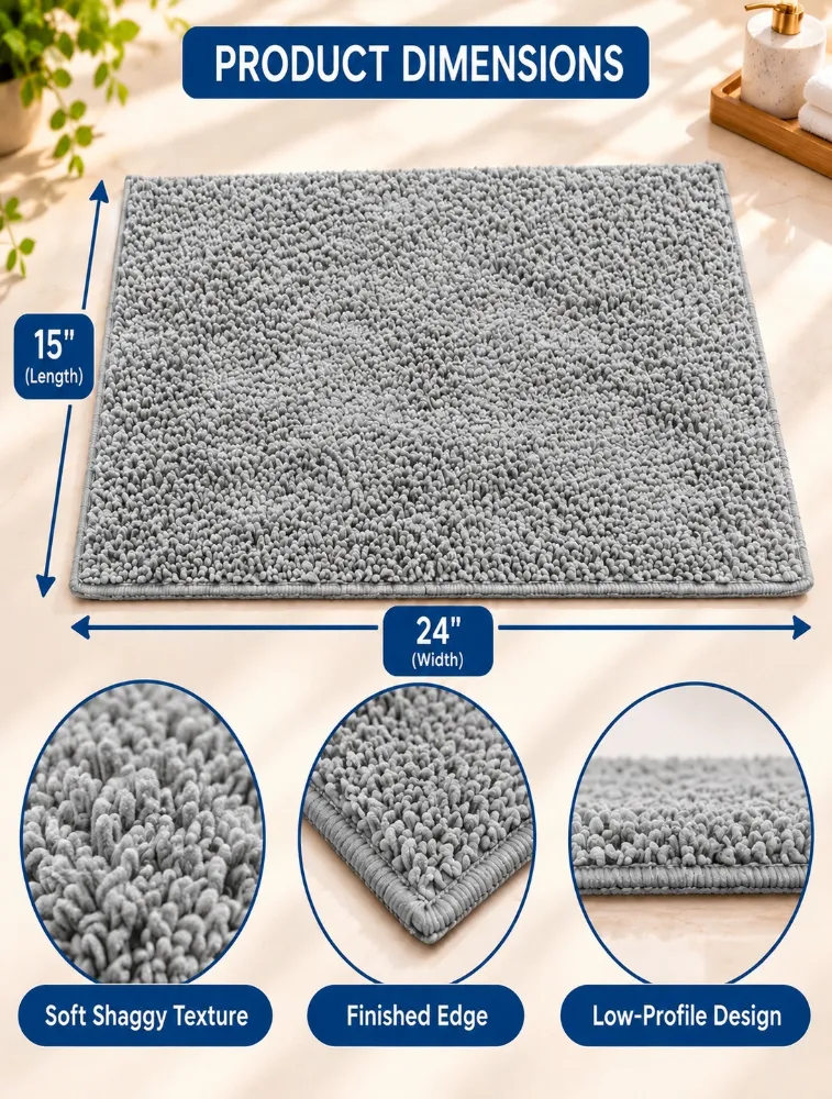 Grey Premium Micro Polyester Bath Mat