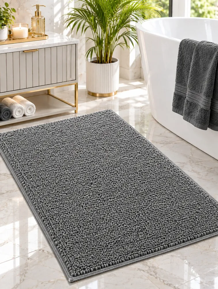Grey Premium Micro Polyester Bath Mat