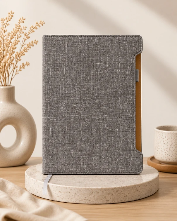 Grey Premium Solid Cover Diary with Elastic Pen Holder