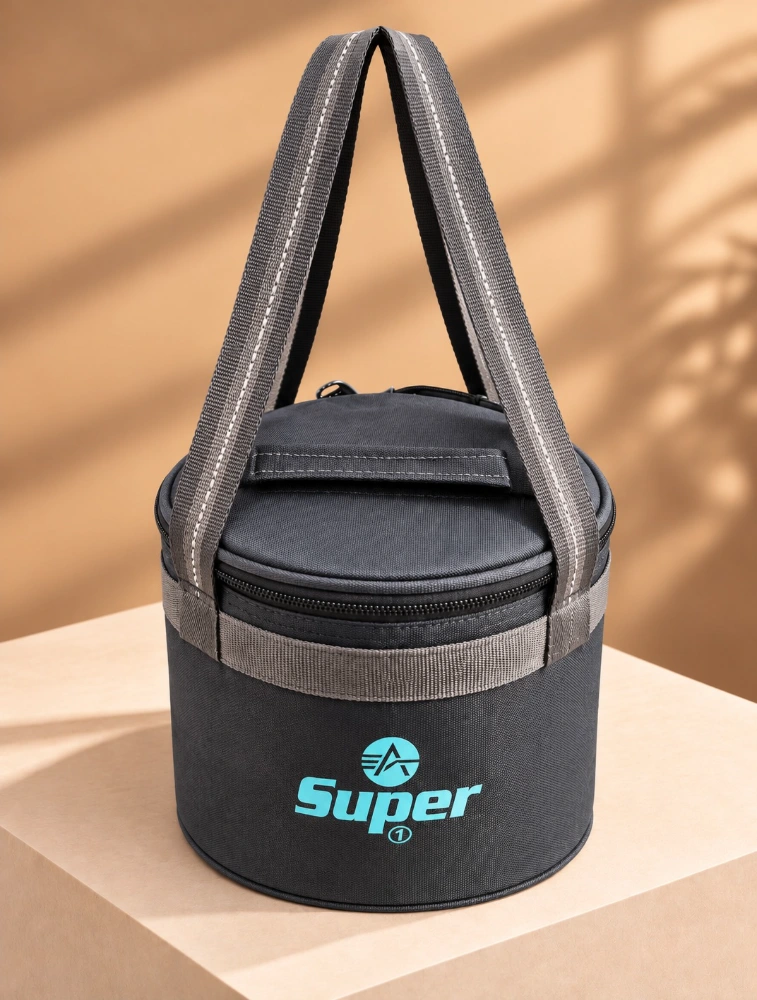 Grey With Blue Alpha Nemesis Round Insulated Lunch Bag