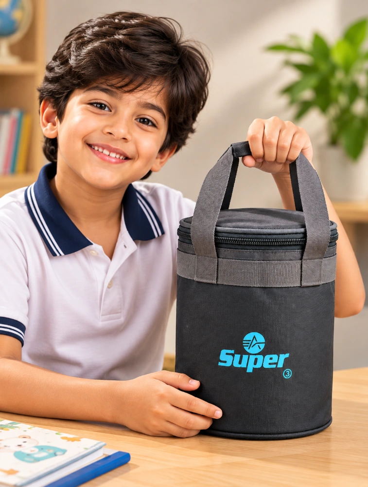 Grey With Blue Alpha Nemesis Round Insulated Lunch Bag
