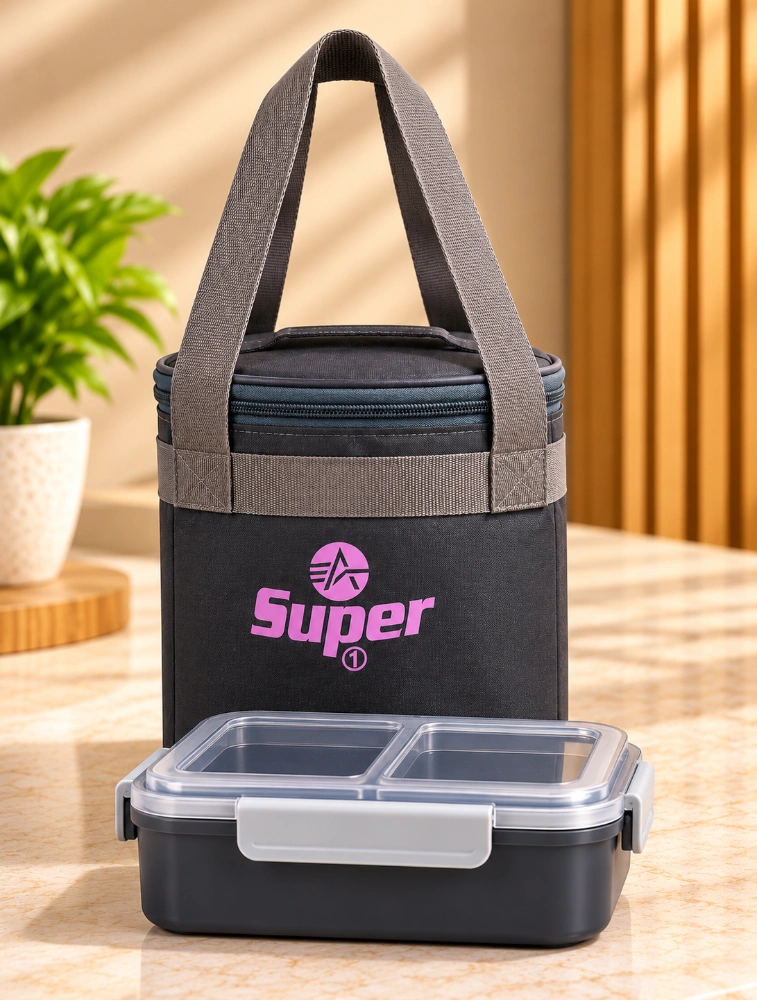 Grey With Pink Alpha Nemesis Mini Round Insulated Lunch Bag 