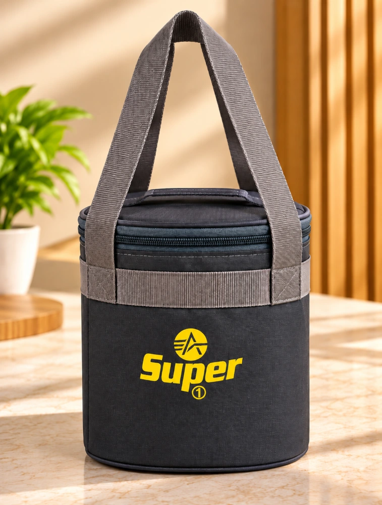 Grey With Yellow Alpha Nemesis Mini Round Insulated Lunch Bag