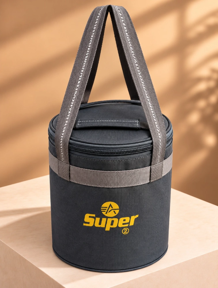 Grey With Yellow Alpha Nemesis Round Insulated Lunch Bag