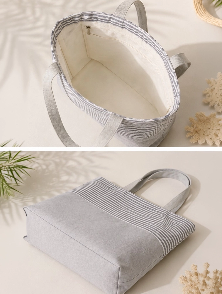 Grey Women Printed Canvas Tote Bag — bulk from ₹243