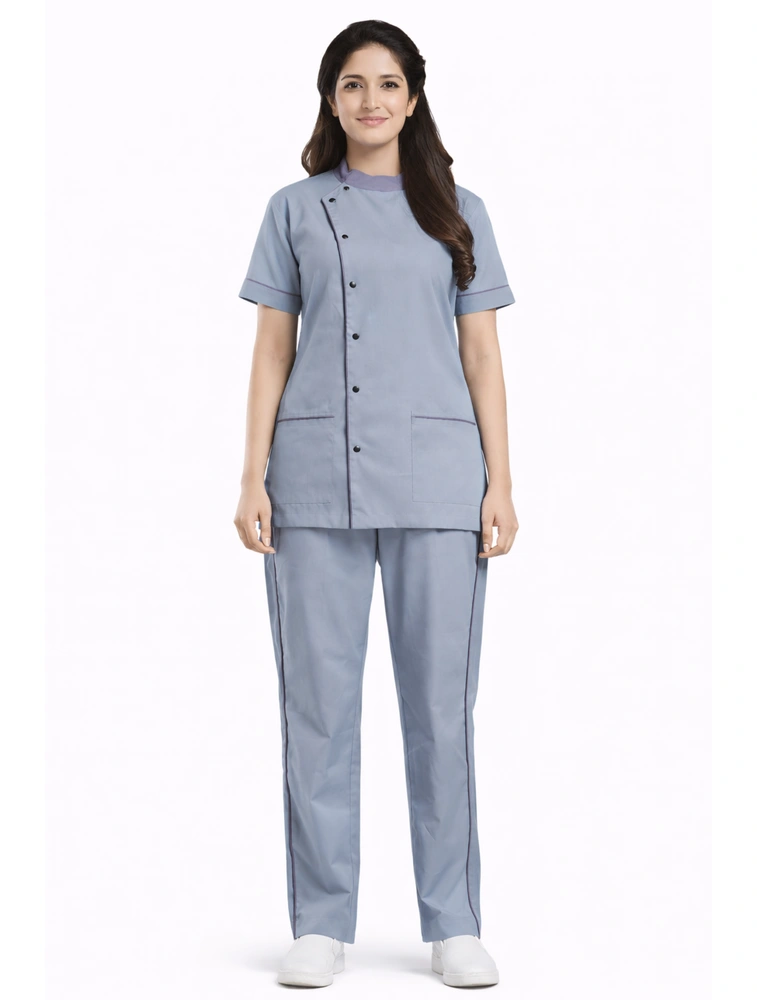 Grey Women's PV Cross Over Scrub Suit and PV Pant Sets — bulk from ₹1176