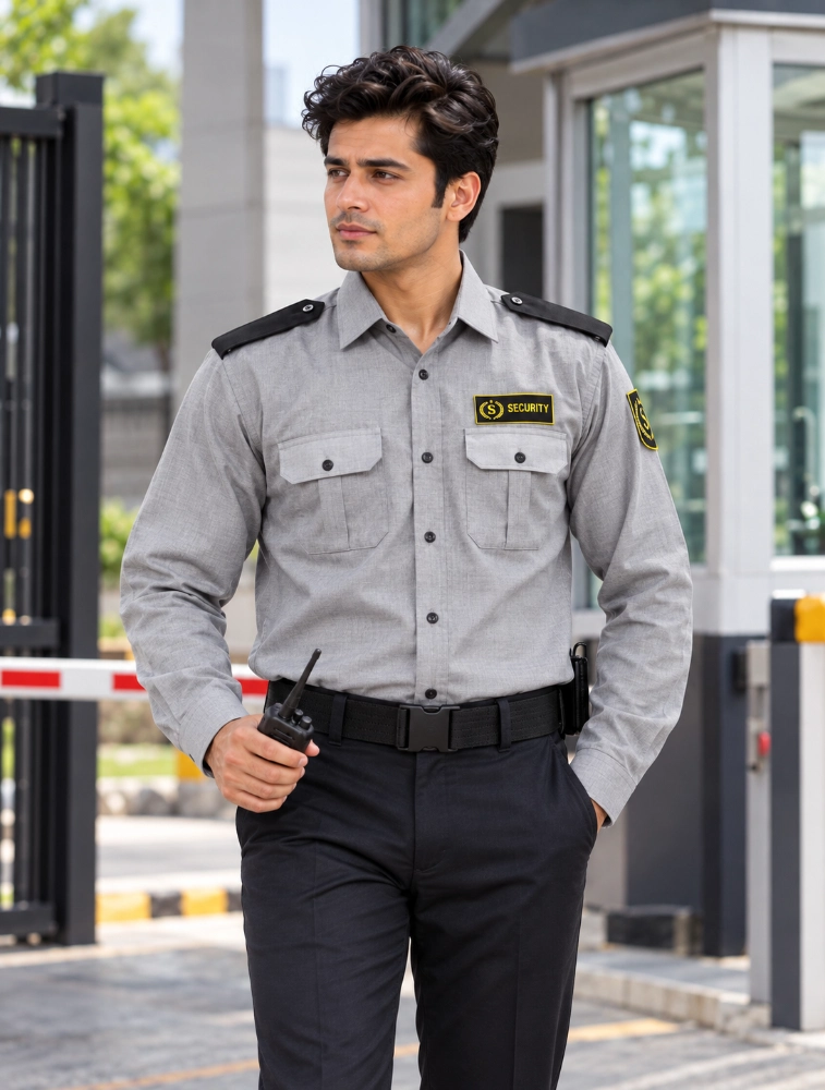 Grey with Black Security Guard Uniform Shirt