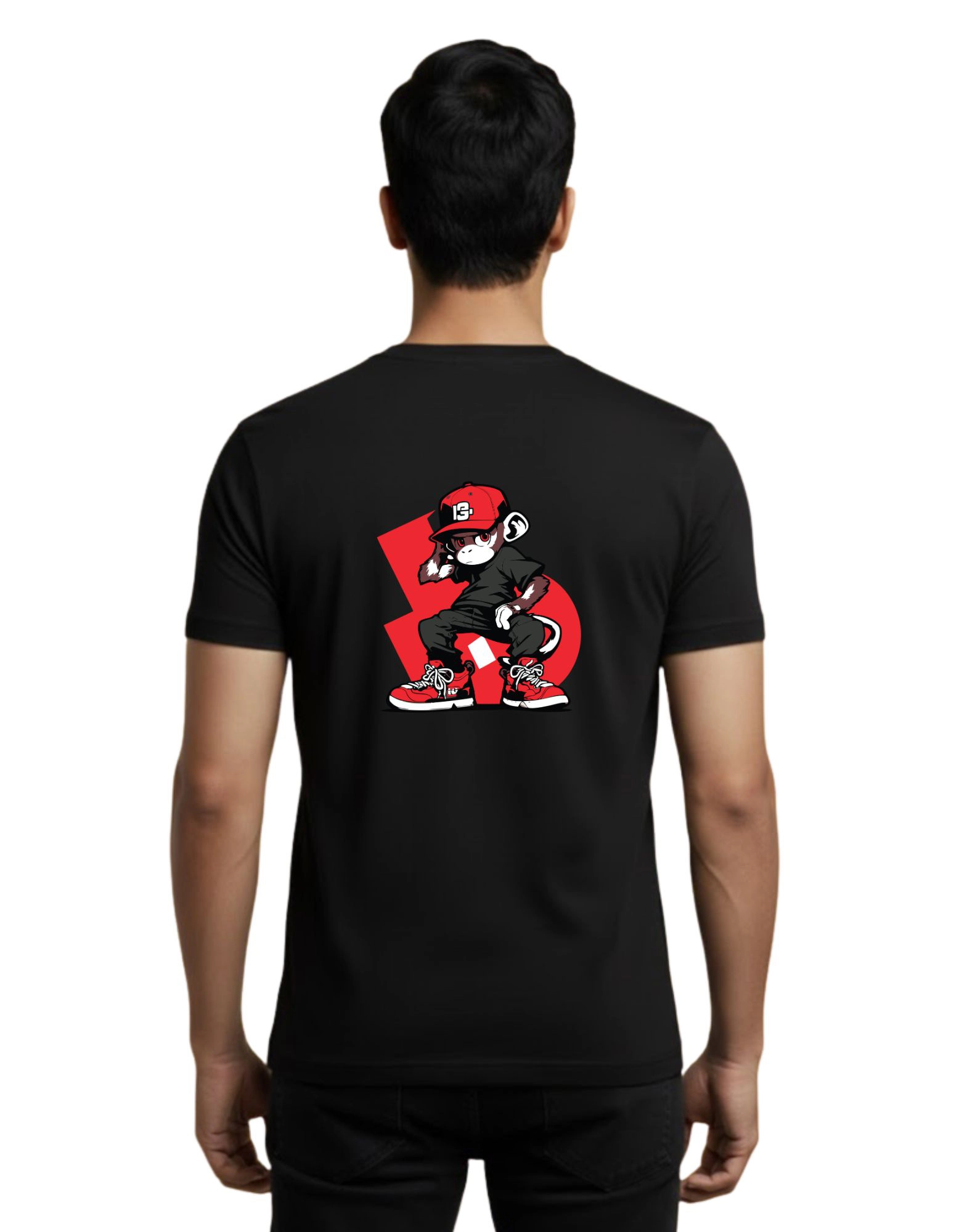 Grind Monkey Graphic Cotton Round Neck T-Shirt 180 GSM Black