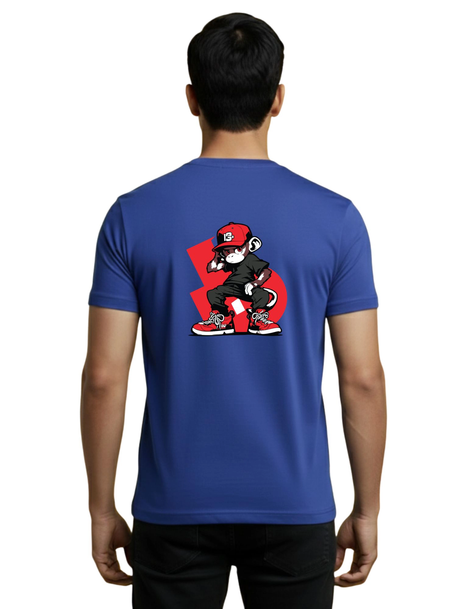 Grind Monkey Graphic Cotton Round Neck T-Shirt 180 GSM Royal Blue